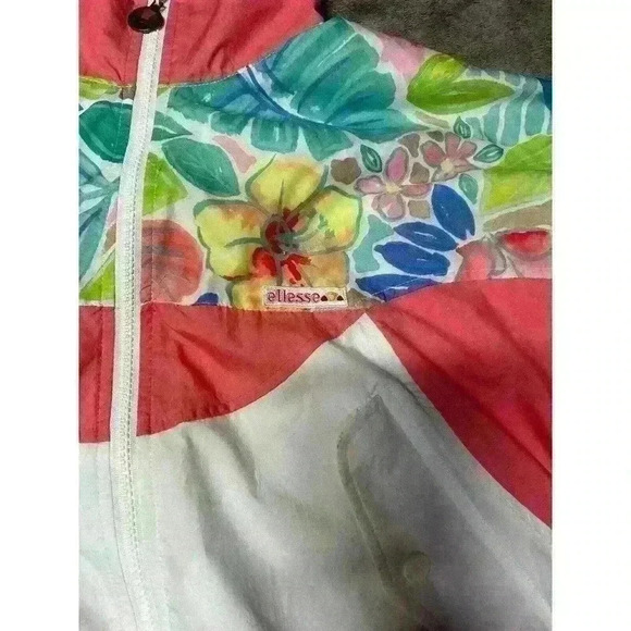 VTG Ellesse Women’s Windbreaker Jacket Pink Floral Size 1 - Picture 2 of 15